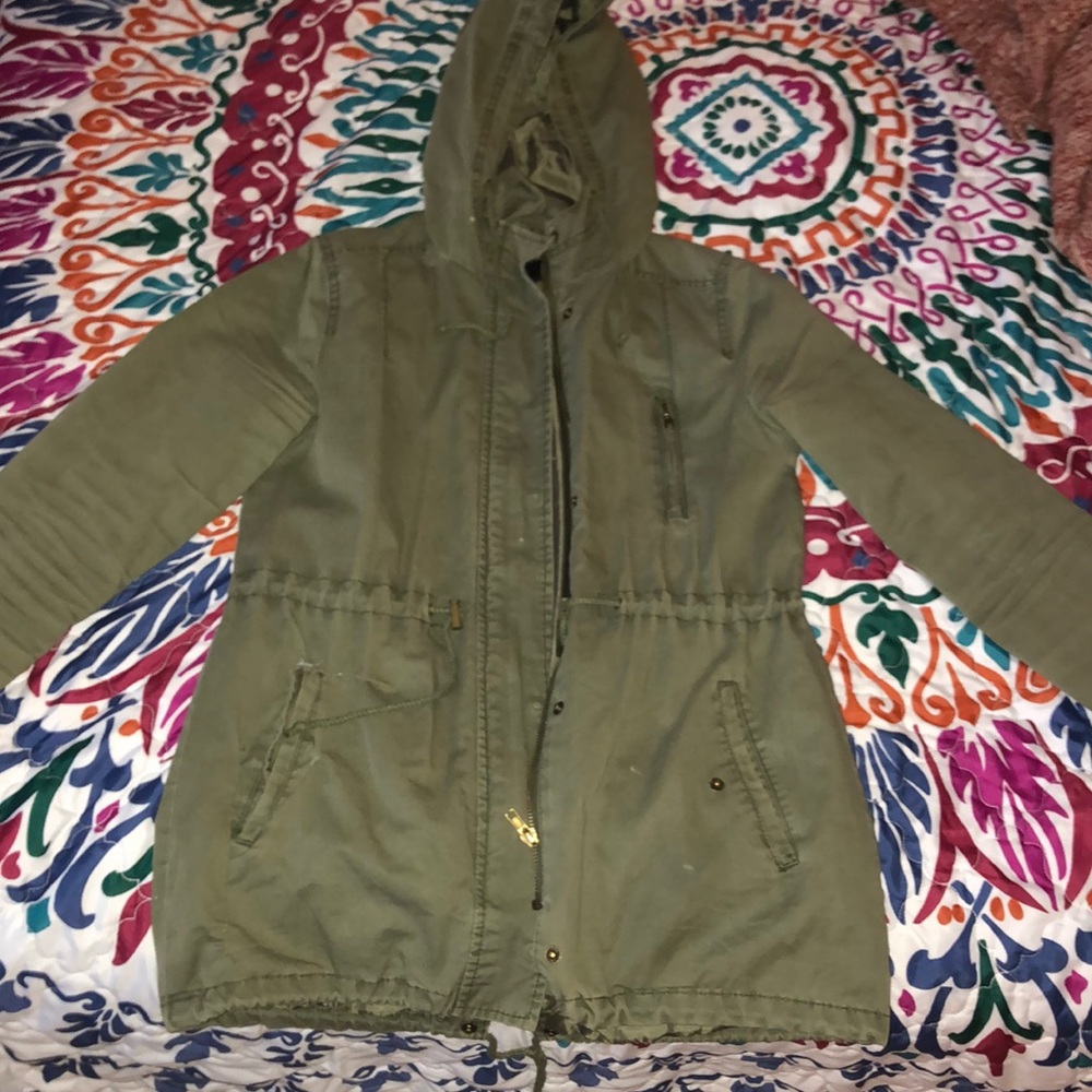 Distressed army green jacket